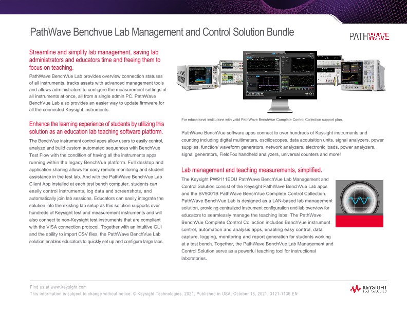 PathWave BenchVue Lab Management and Control Solution Bundle PDF Asset
